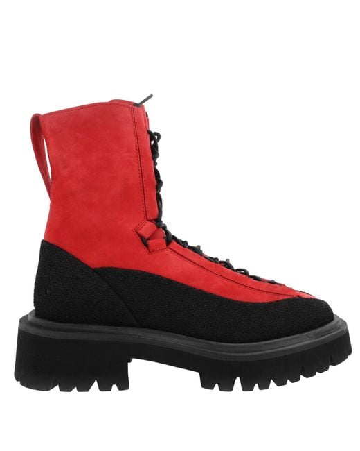 Ferragamo Red Ferragamo Atlante Hybrid Combat Boots, Size 7