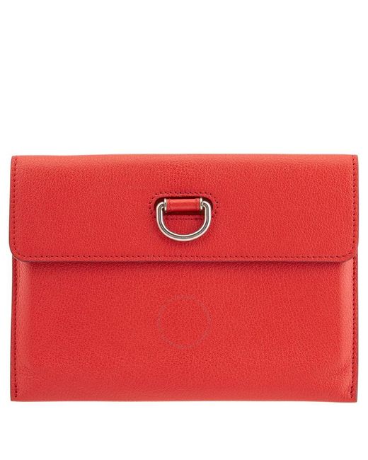 Burberry Red D-ring Leather Pouch With Zip Coin Case