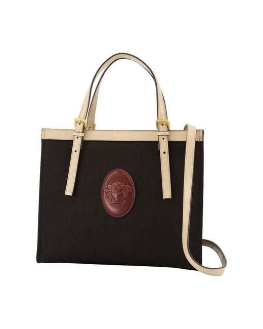 Versace Black Medusa Emblem Calfskin Tote Bag