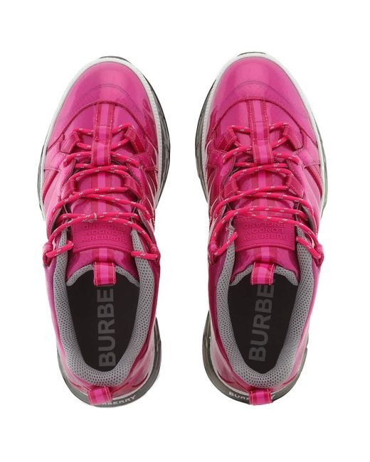 Burberry Pink Fuchsia Union Mixed Media Sneakers for men