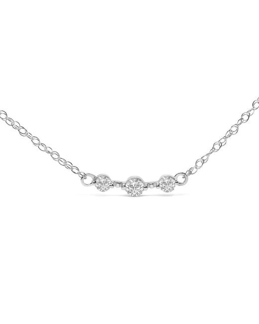 Haus of Brilliance Metallic Sterling 1/5 Cttw Lab Grown Diamond 3 Stone Station Necklace