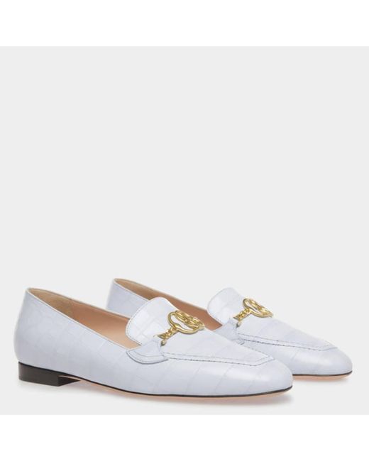 Bally White Obrien Croc-Embossed Leather Loafers, Brand Size 37 Us