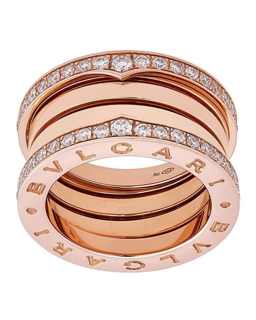 BVLGARI Pink B.Zero1 18K Rose 4-Band Diamond Ring