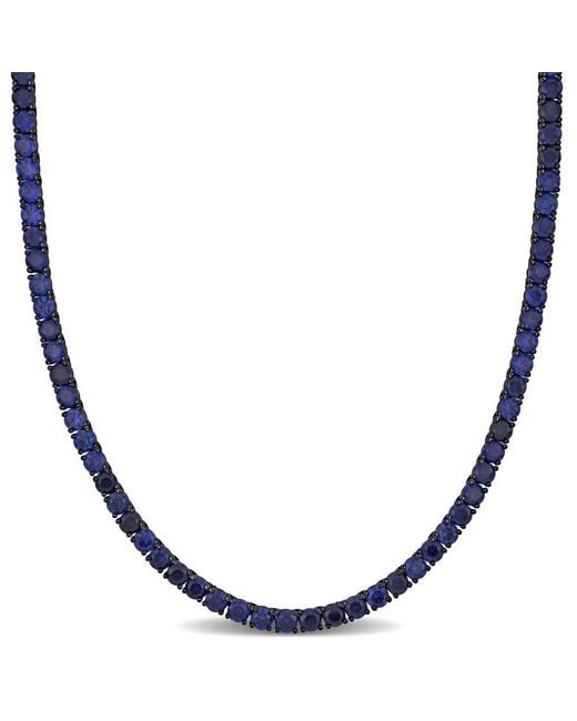 Amour Blue 40 Ct Tgw Created Sapphire Tennis Necklace for men