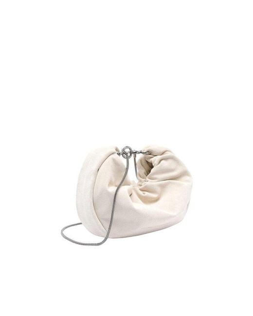 Brunello Cucinelli White Off Leather Shoulder Bag