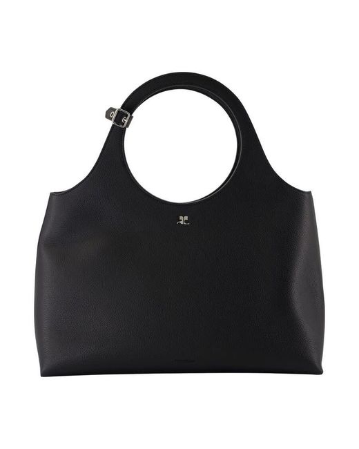 Courreges Black Calfskin Shoulder Bag