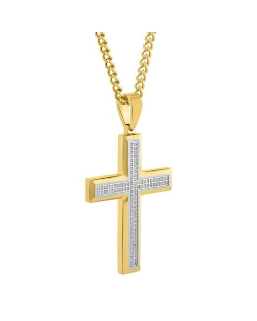 Robert Alton Metallic 1/2Ctw Diamond Stainless Steel With Finish Cross Pendant for men