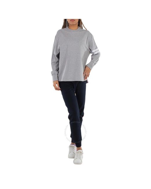 Thom Browne Gray 4-Bar Long-Sleeve Cotton Jersey Ruby T-Shirt, Brand Size 42 (Us