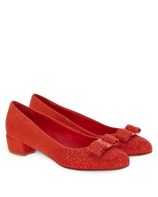 Ferragamo Red Degrade Crystals Vara Bow Pumps for men