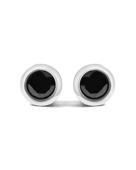 Haus of Brilliance Black 925 Sterling 9 1/2 Cttw Round Brilliant-Cut Diamond Stud Earrings With Screw Backs for men