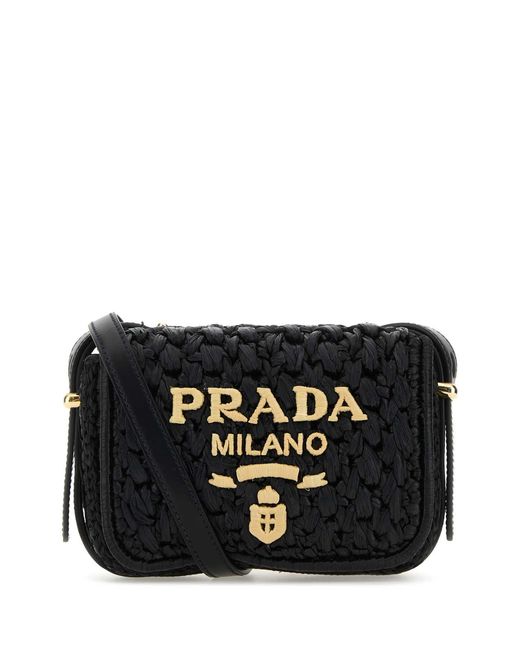 Prada Black Raffia Crossbody Bag