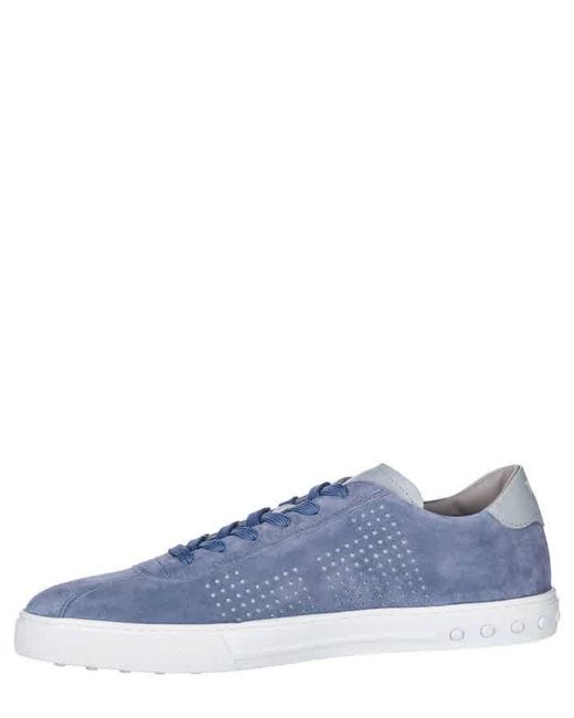 Tod's Blue Suede Perforated Low-top Sneakers for men
