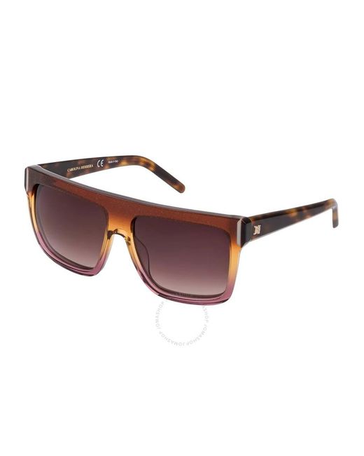 Carolina Herrera Brown Purple Browline Sunglasses Shn617m Oacz 58