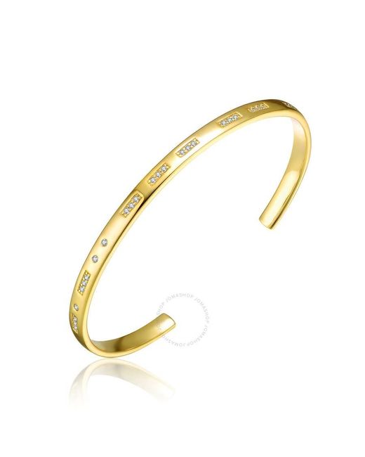 Rachel Glauber Metallic 14k Gold Plated Cubic Zirconia Cuff Bracelet