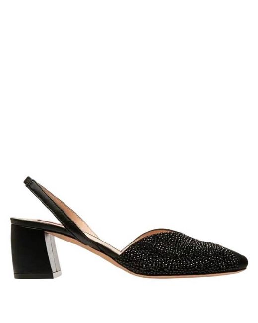 Bally Black Celie 55 Crystal Embellished Block Heel Leather Pumps