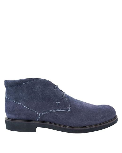 Tod's Blue Indaco Light Calf Suede Ankle Boots for men