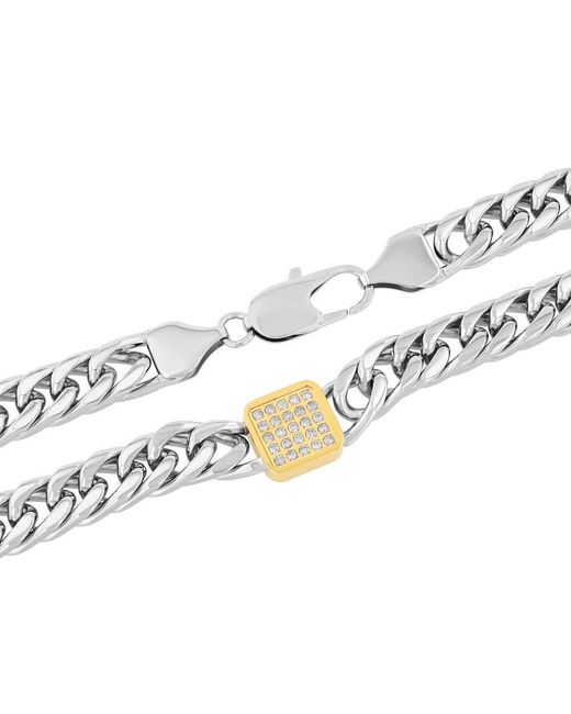 Robert Alton Metallic 1/2Ctw Diamond With Finish Stainless Steel 20" Chain for men