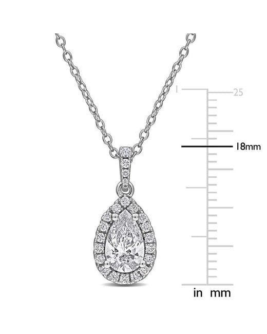 Created Forever Metallic 1Ct Tgw Pear-Shaped And Round-Cut Lab Grown Diamond Halo Pendant With Chain