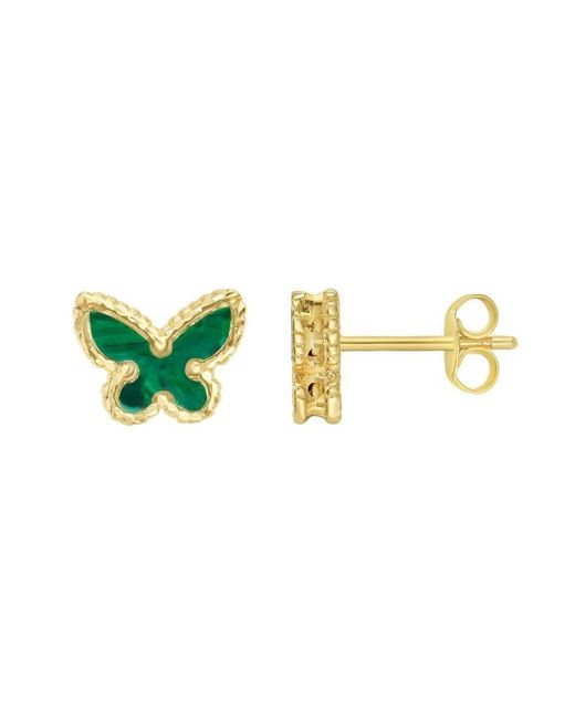 Tresorra Green 14K Primavera Malachite Butterfly Stud Earrings