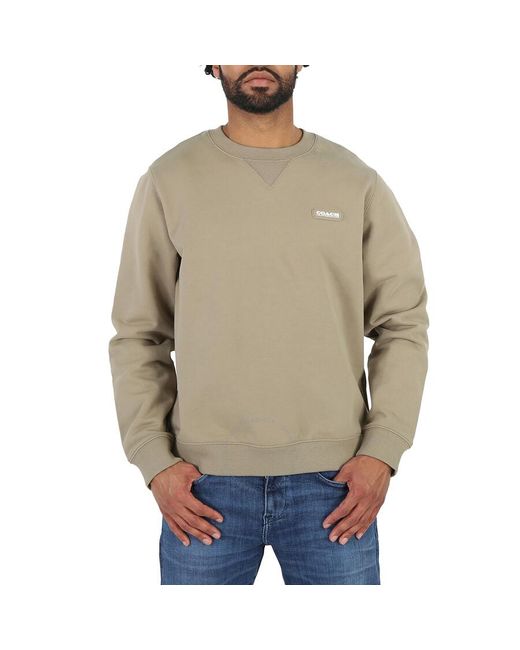 COACH Natural Olive Cotton Essential Crewneck Sweatshirt for men