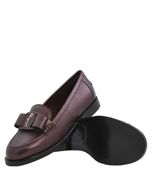 Ferragamo Salvatore Vivaldo Viva Leather Loafers, Size 6.5
