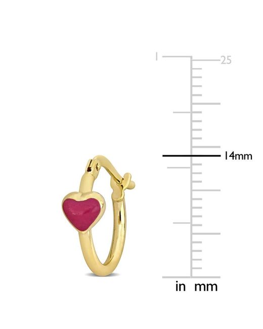 Amour Metallic 15Mm Enamel Heart Hoop Earrings