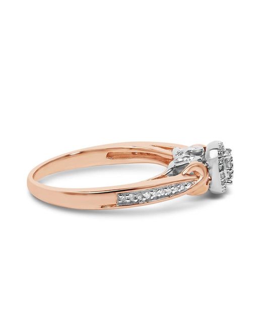 Haus of Brilliance Multicolor 14K Rose Plated Sterling 1/6 Cttw Diamond Knot Cluster Ring for men