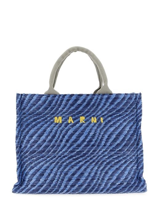 Marni Blue Raffia Handbag for men