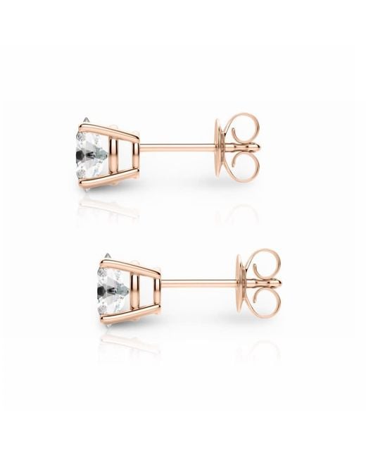 Tresorra White 14K Rose Oval Cut Earth Mined Diamond Stud Earrings
