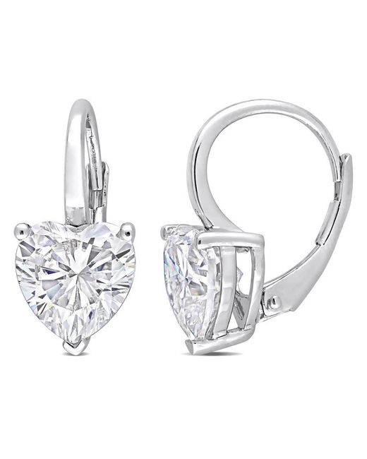 Amour Metallic 4 Ct Dew Created Moissanite Heart Leverback Earrings