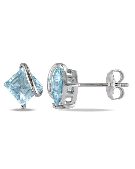 Amour Blue Topaz Stud Earrings