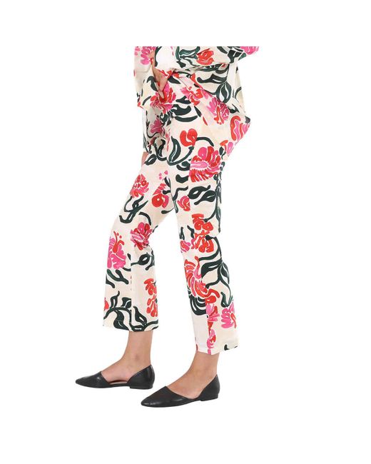 Marni Red Floral-print Bootcut Trousers