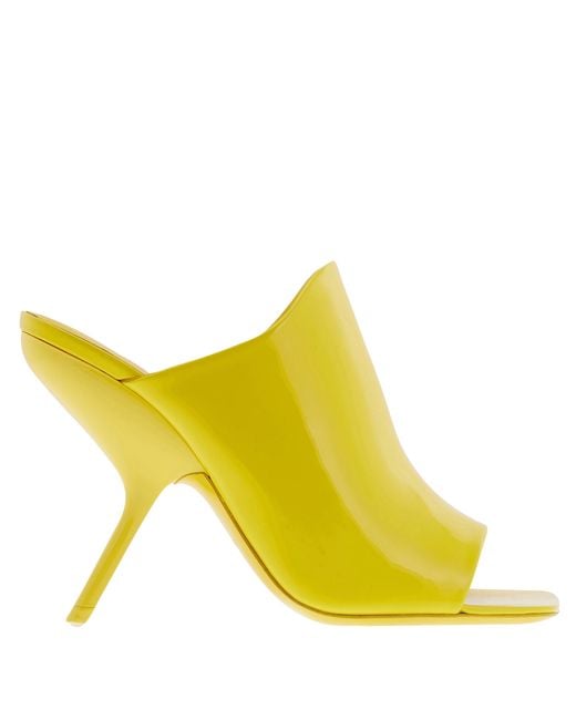 Ferragamo Yellow Ferragamo Era X5 Patent Leather Mules, Size 7 C