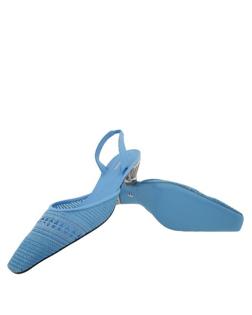 Ferragamo Blue Alyssa Mesh Slingback Pumps
