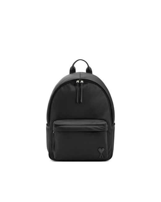 AMI Black Nylon Backpack for men
