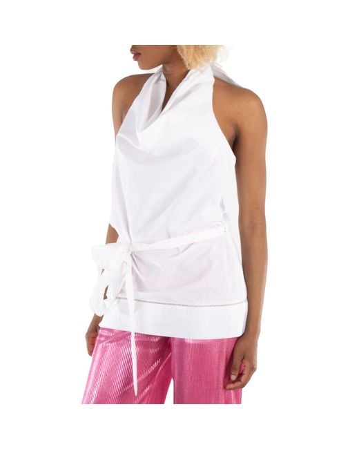STUDIO AMELIA White Ladies Giro Scarf Top, Brand Size 14 (Us