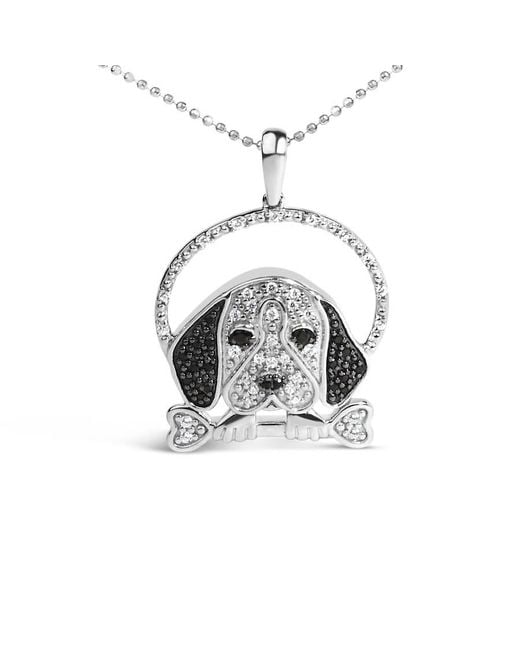 Haus of Brilliance White 925 Sterling 1/4 Cttw And Diamond Beagle Dog And Bone Pendant Necklace