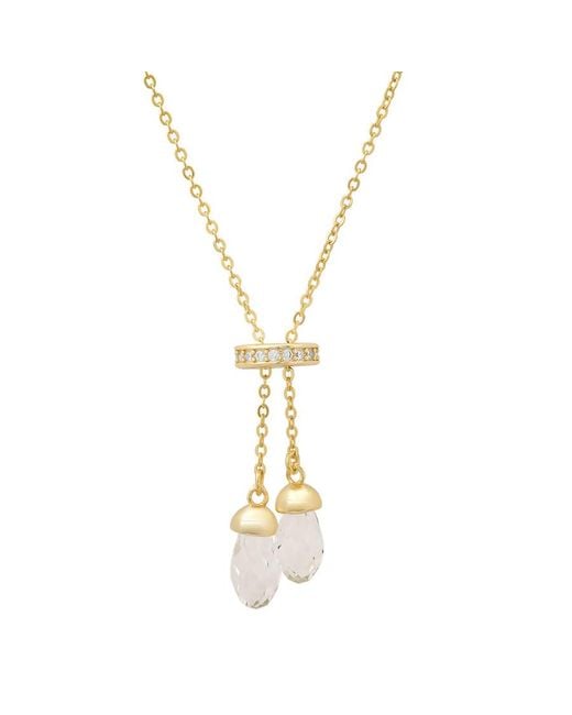 Kylie Harper Metallic 14K Over Adjustable Cz Lariat Y Necklace