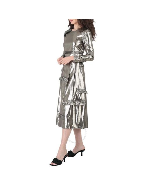 Burberry Green Silver Long Sleeve Dress