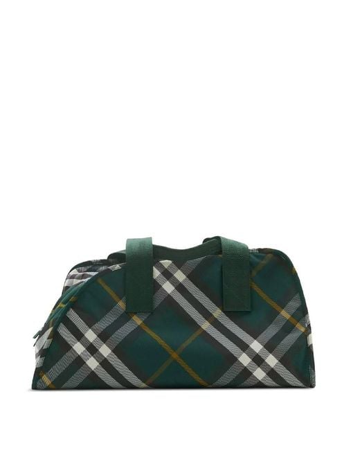 Burberry Green Medium Holdall Shield Check-Pattern Duffle Bag for men