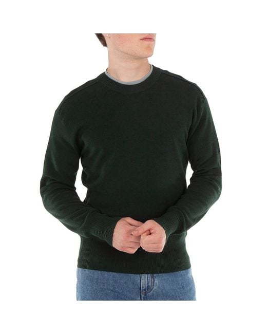 Burberry Green Crew Neck Wool Jumper for men