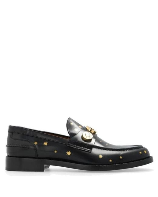 Burberry Black Fred Star Print Leather Loafers for men