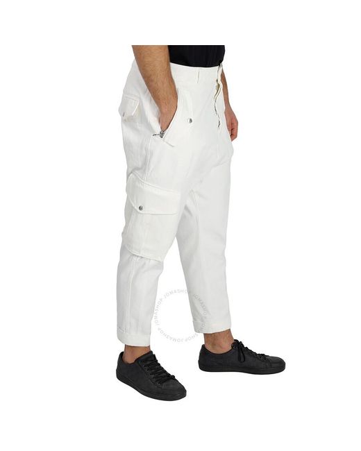 Balmain White Mid-rise Tapered Cargo Pants for men