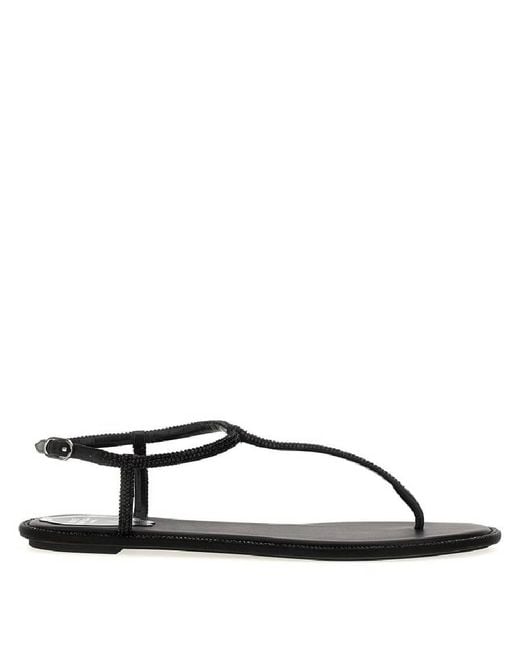 Rene Caovilla Black Rene Caovilla Diana Crystal Flat Sandals