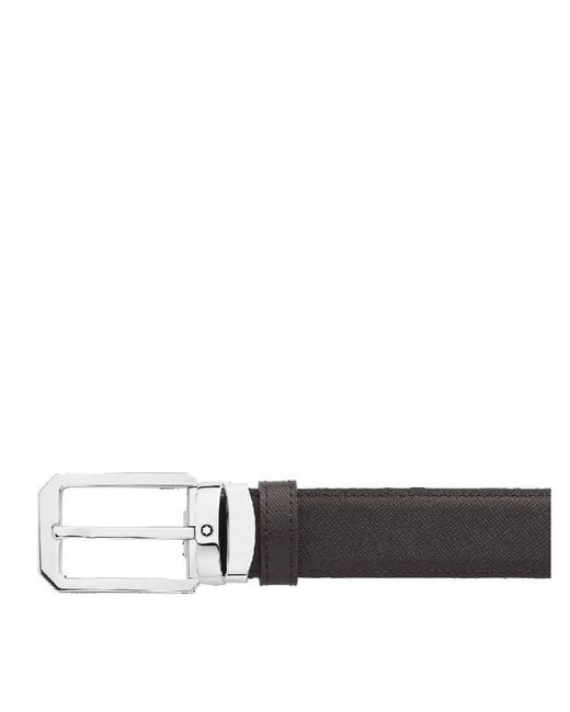 Montblanc Black Reversible Leather Belt 30 Mm for men