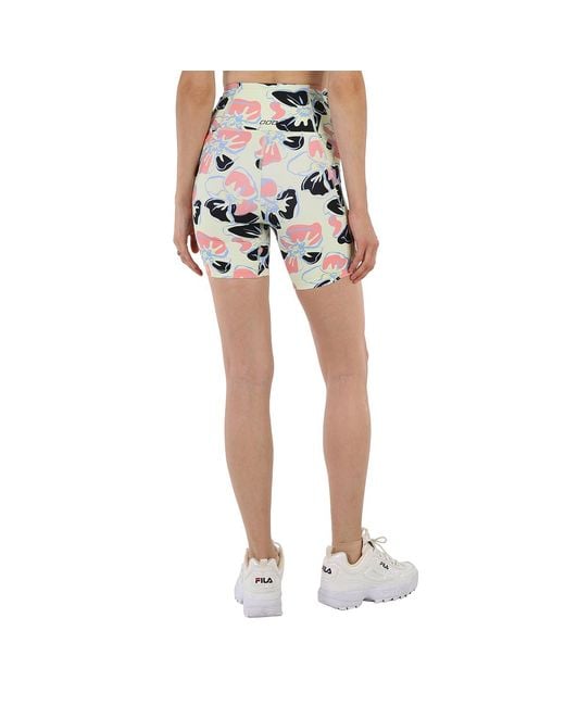 Lorna Jane Blue Ladies Hibiscus Print Hi-Fold Bike Shorts