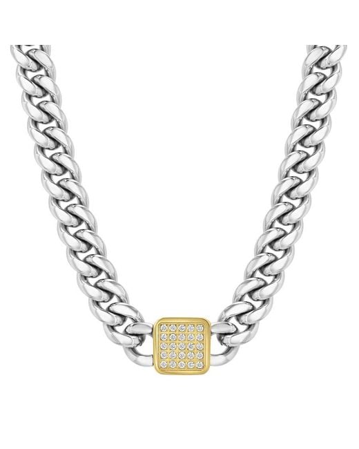 Robert Alton Metallic 1/2Ctw Diamond Stainless Steel Finish 20" Curb Necklace for men