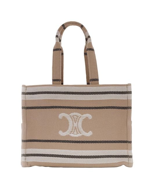 Celine Large Cabas Striped Tote Bag in Natural | Lyst