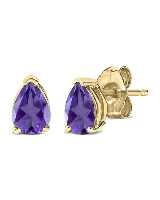 Haus of Brilliance Purple 14K 6X4Mm Pear Shaped Amethyst Solitaire Stud Earrings