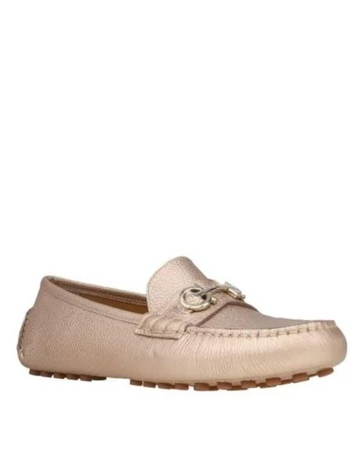 Ferragamo Natural Ferragamo Double Gancini Loafers